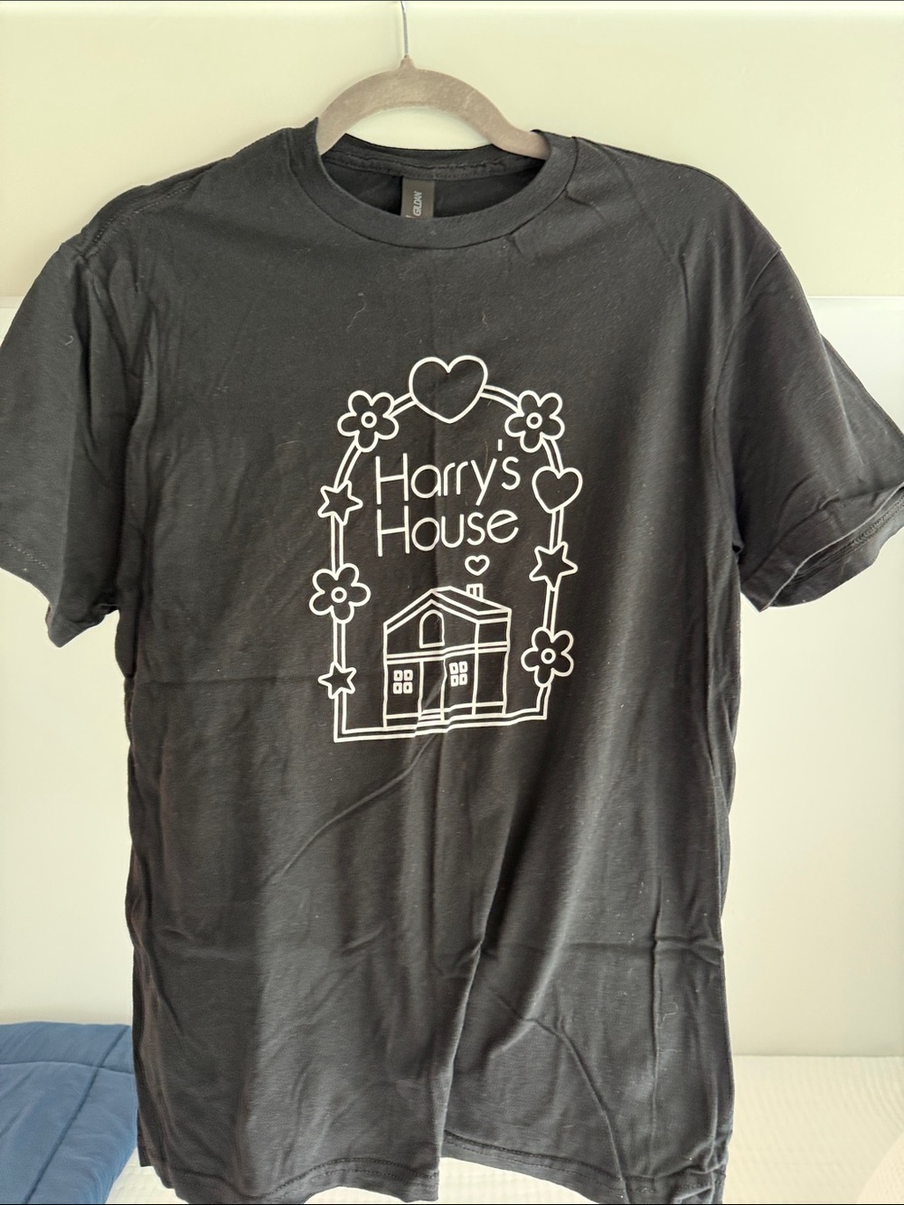 Harry Styles Gildan Black T-Shirt with White "Harry's House" Graphic